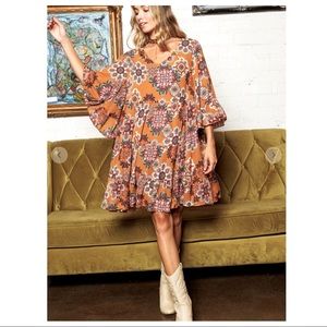 13 Boho Fabulous Paisley Pattern V-Neck Tiered Dress
